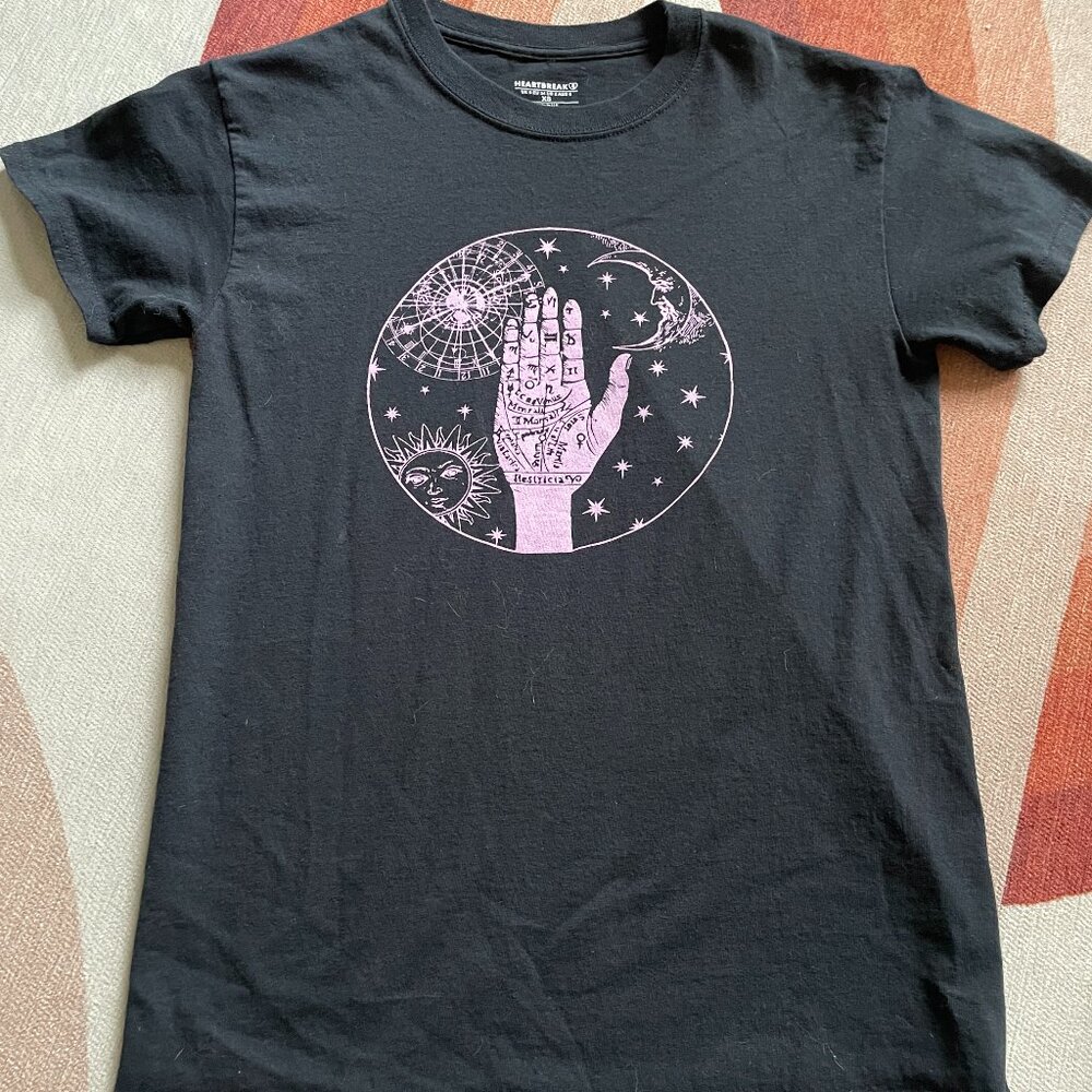 Astrological Hand Graphic Tee in Black